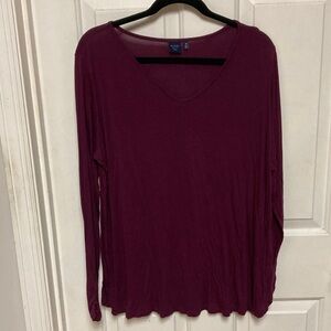 Kaari Blue Burgundy Long Sleeve V-Neck Top